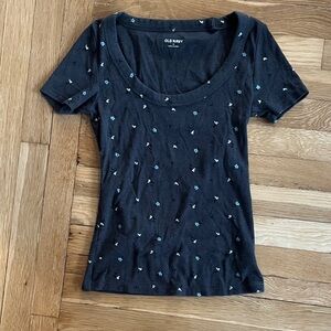 Old Navy Women's Gray Floral Tee